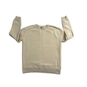 Mudo Collection Sweatshirt Womens Size S Stone Beige Excellent Fleece Crewneck